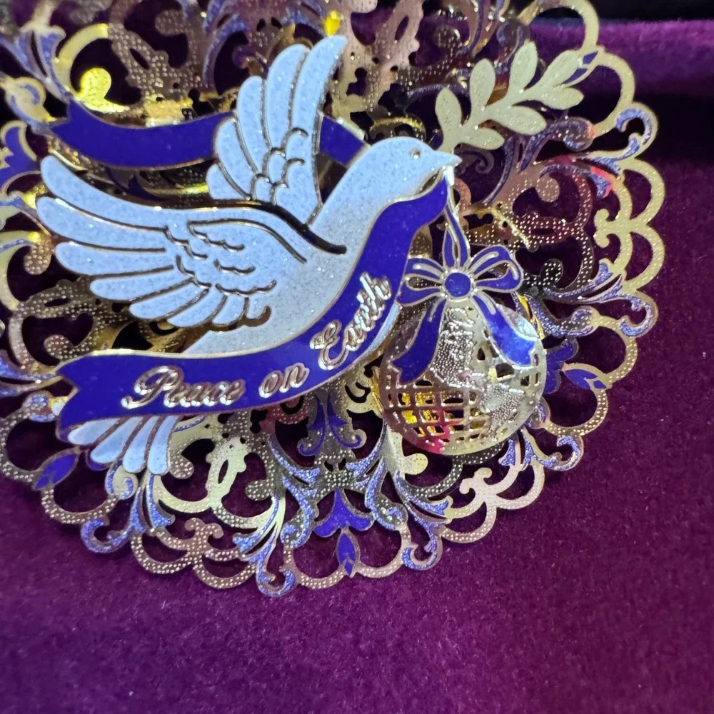 Baldwin 24kt Gold Finished Brass‎ Ornament Lot Peace Dove Bells Congratulations